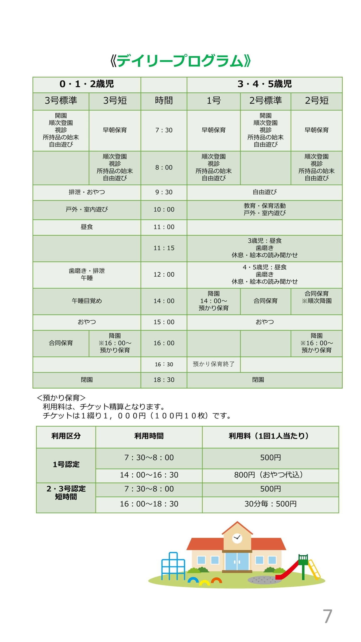 福島県いわき市あざみ野こども園の１日プログラム